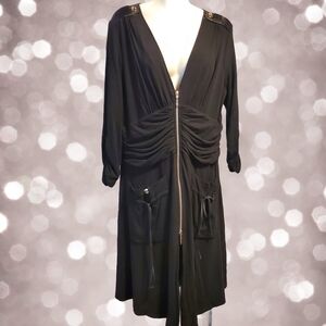Joseph Ribkoff Black Zippered Dress with Gold‎ Accents - Size 14
